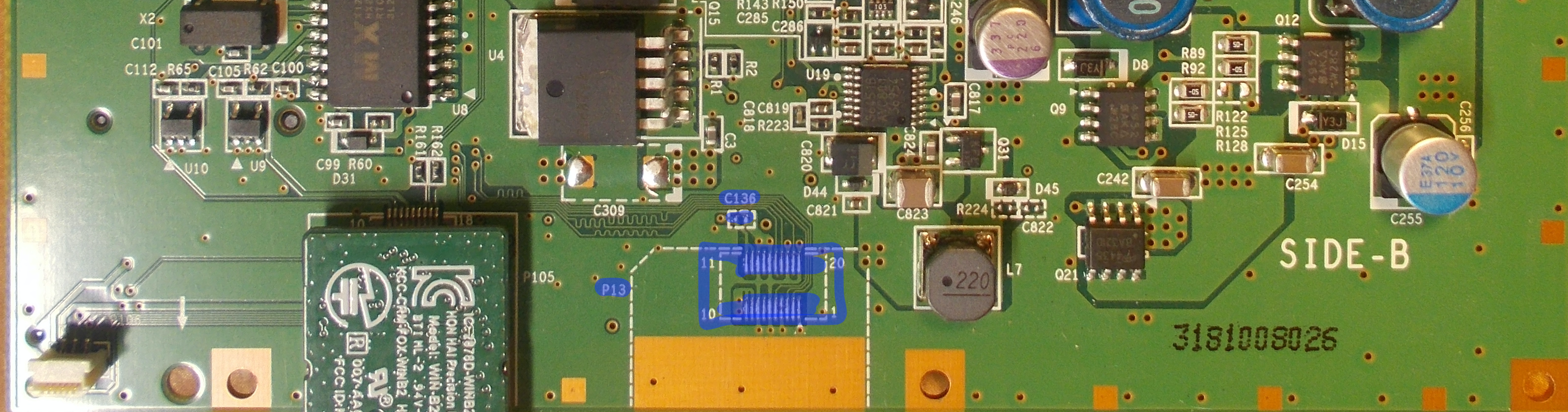 Top side of the board